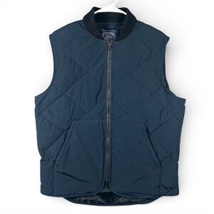 J.Crew Mens M Nordic Down Puffer Vest Jacket Quilted Full Zip Blue Polartec
